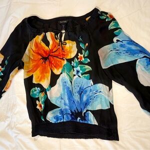 White House Black Market Multicolor Silk Blouse